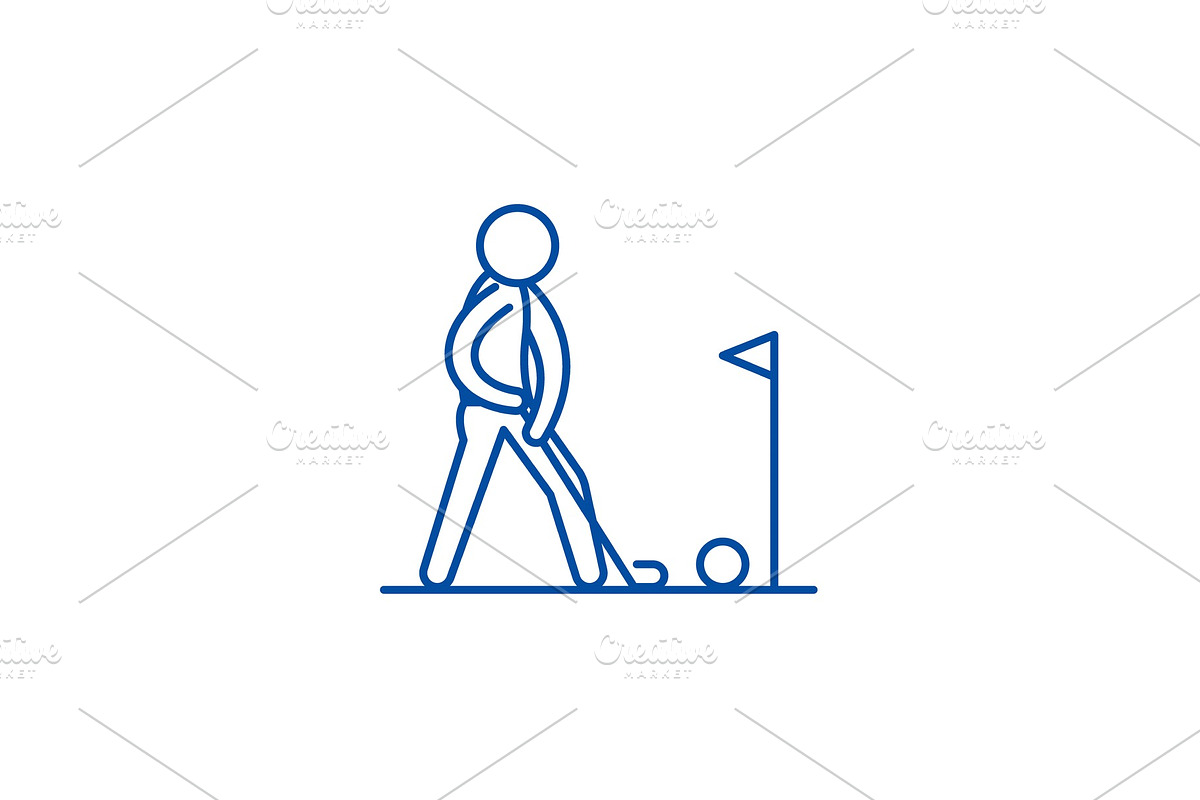 Playing golf line icon concept in Illustrations - product preview 8