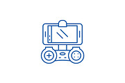Playing on the smartphone line icon