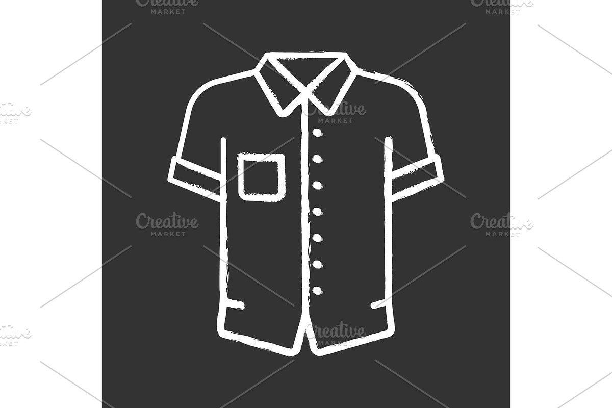 Shirt with short sleeves chalk icons in Icons - product preview 8
