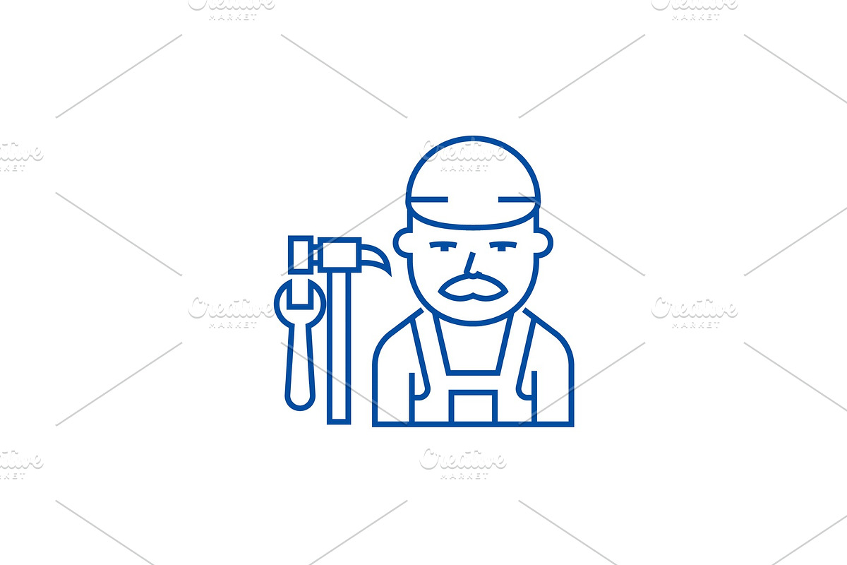 Plumber line icon concept. Plumber in Illustrations - product preview 8
