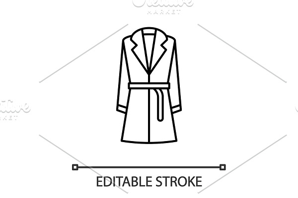 Trench coat with belt linear icon