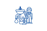 Plumber service,tools,sink line icon