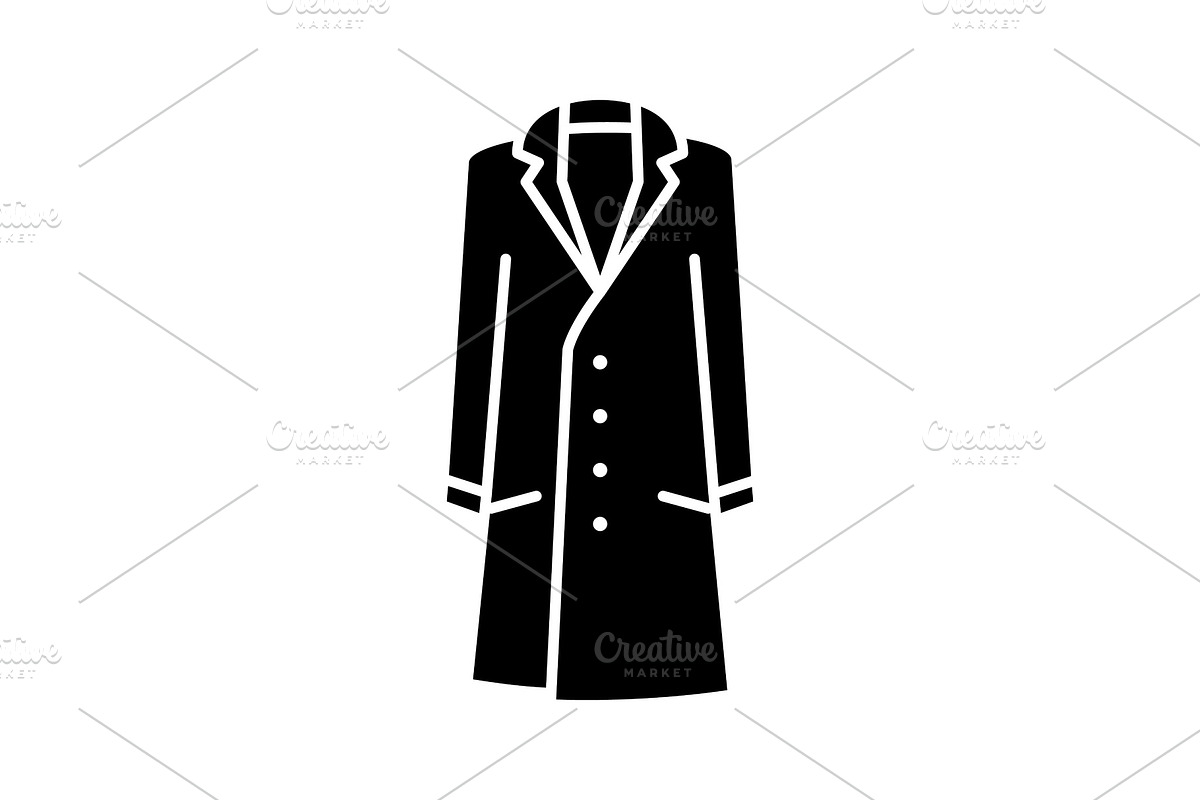Mens trench coat glyph icon in Icons - product preview 8