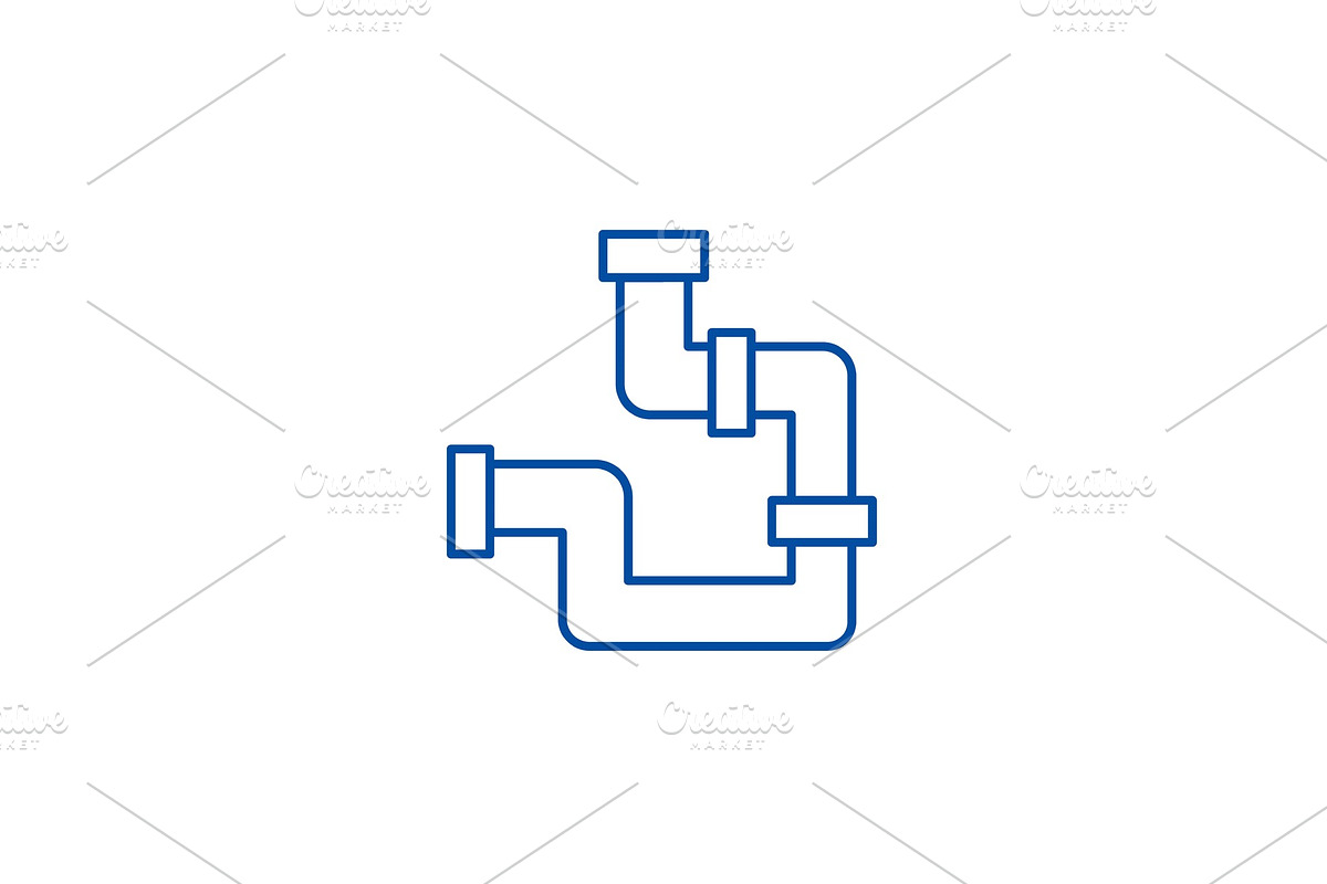 Plumbing pipes line icon concept in Illustrations - product preview 8