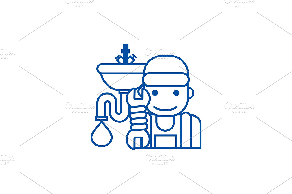 Plumbing service line icon concept in Illustrations - product preview 8