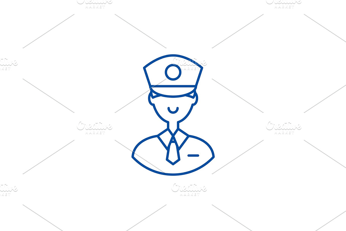 Policeman line icon concept in Illustrations - product preview 8