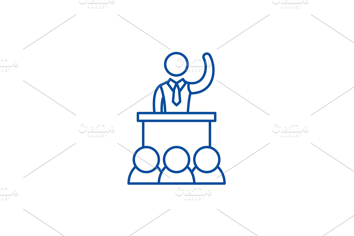 Political performance line icon in Illustrations - product preview 8
