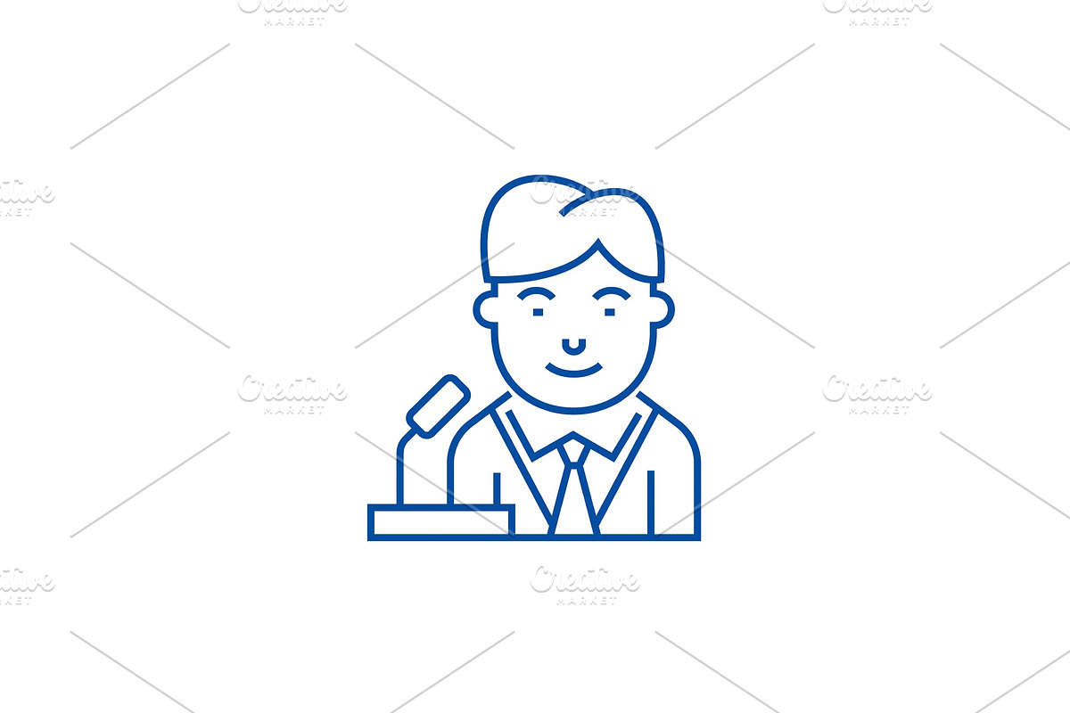 Politican line icon concept in Illustrations - product preview 8