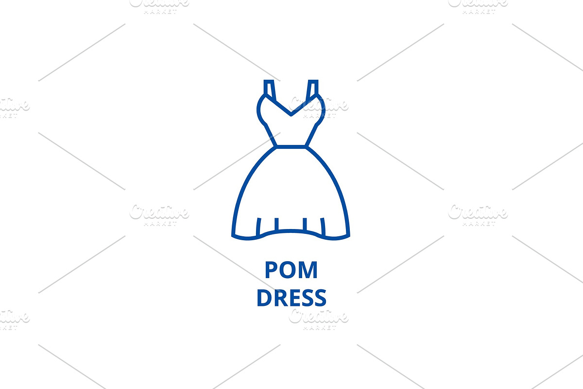 Pom dress line icon concept. Pom in Illustrations - product preview 8