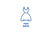 Pom dress line icon concept. Pom