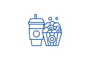 Popcorn and cola line icon concept