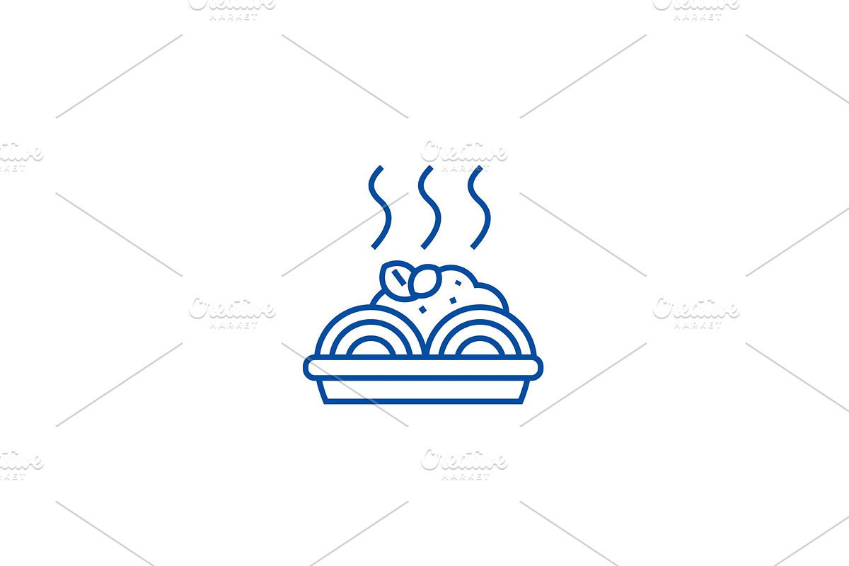 Porridge with meatballs line icon in Illustrations - product preview 8