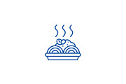 Porridge with meatballs line icon