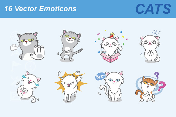 Cat Vector Emoticons in Cat Icons - product preview 1