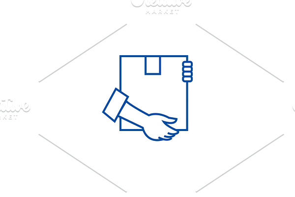 Post box with hands line icon