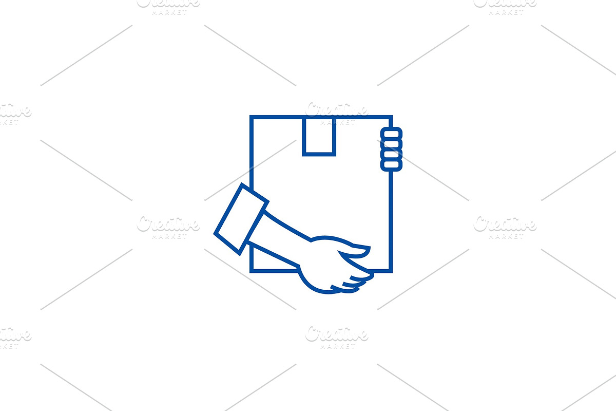 Post box with hands line icon in Objects - product preview 8