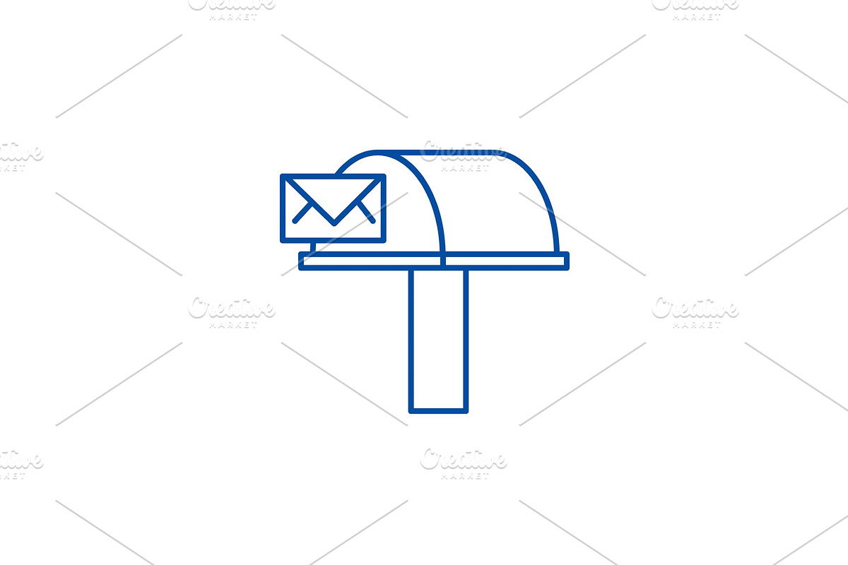 Postbox,email delivery line icon in Illustrations - product preview 8