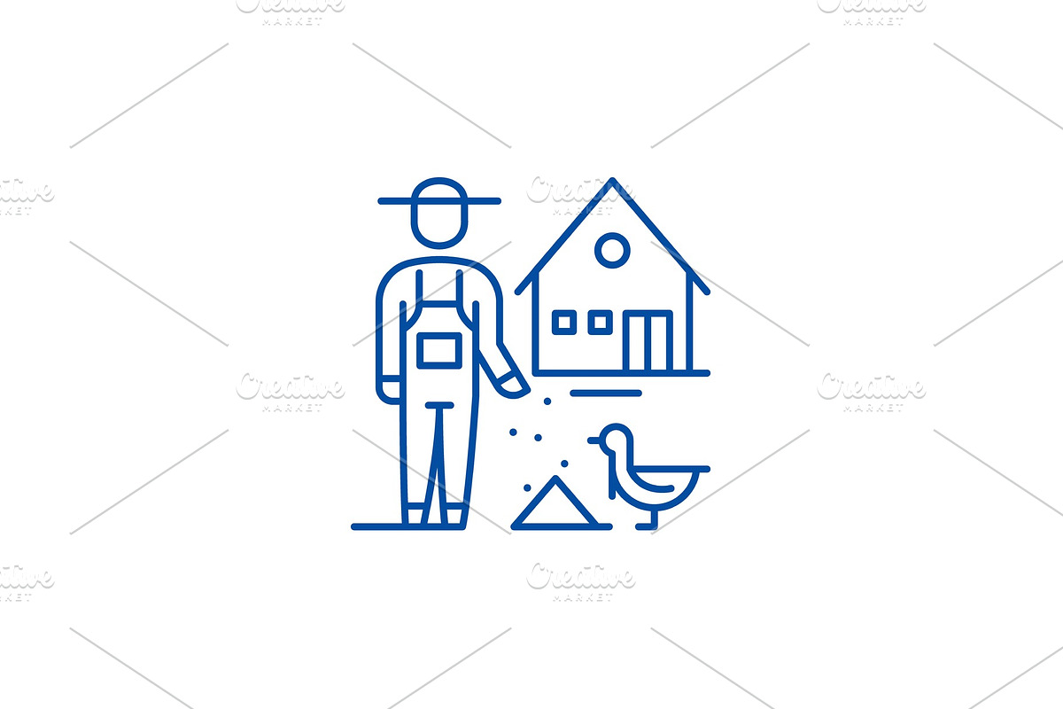 Poultry farming line icon concept in Illustrations - product preview 8