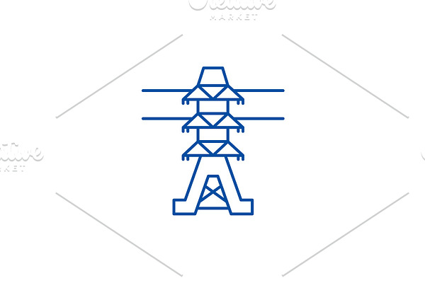 Power lines line icon concept. Power