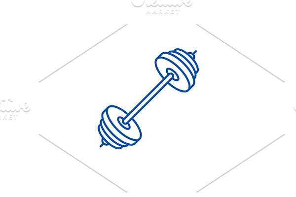 Powerlifting bar line icon concept