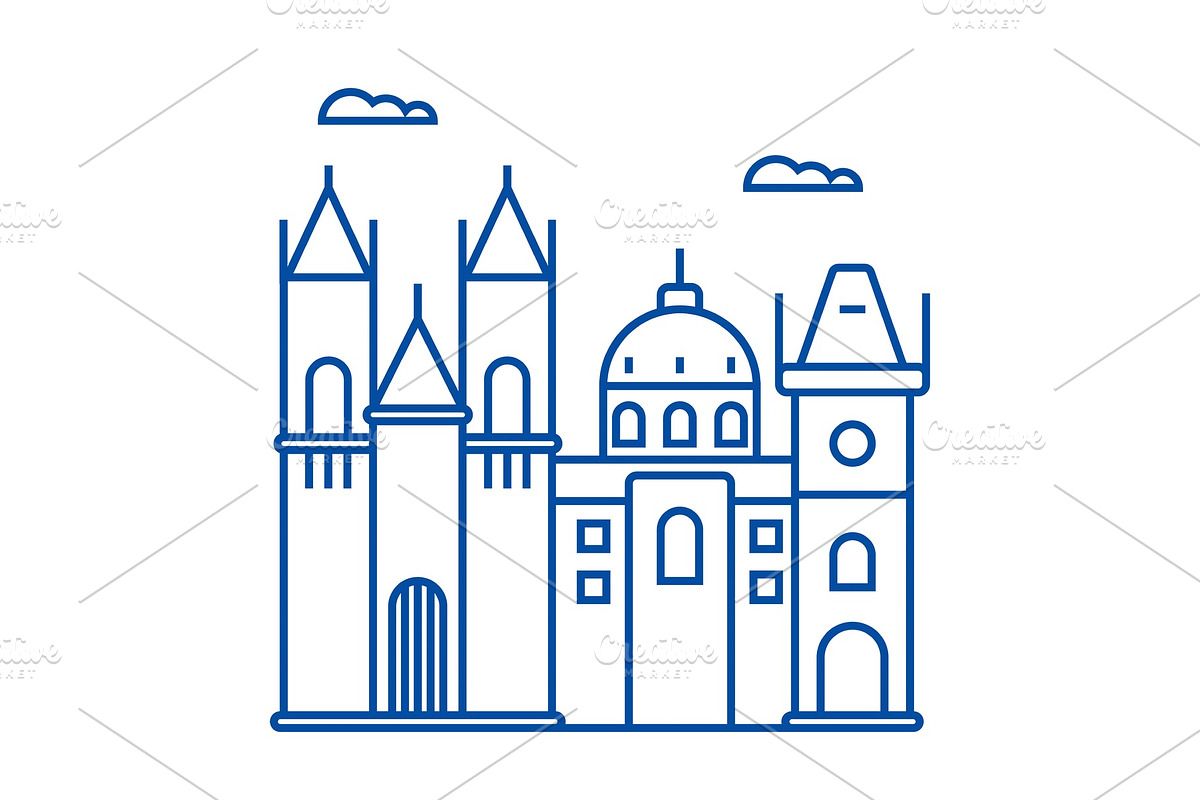 Prague sign line icon concept in Illustrations - product preview 8