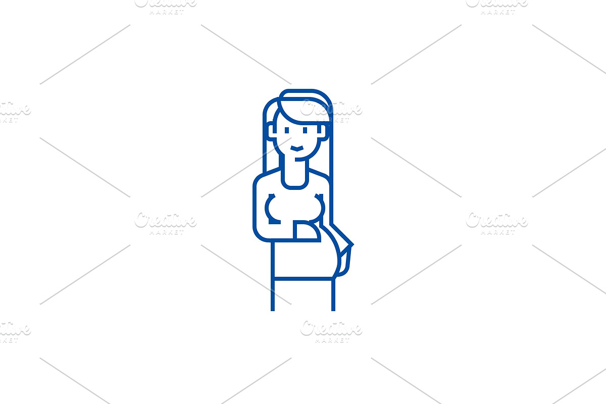 Pregnant woman sign line icon in Illustrations - product preview 8