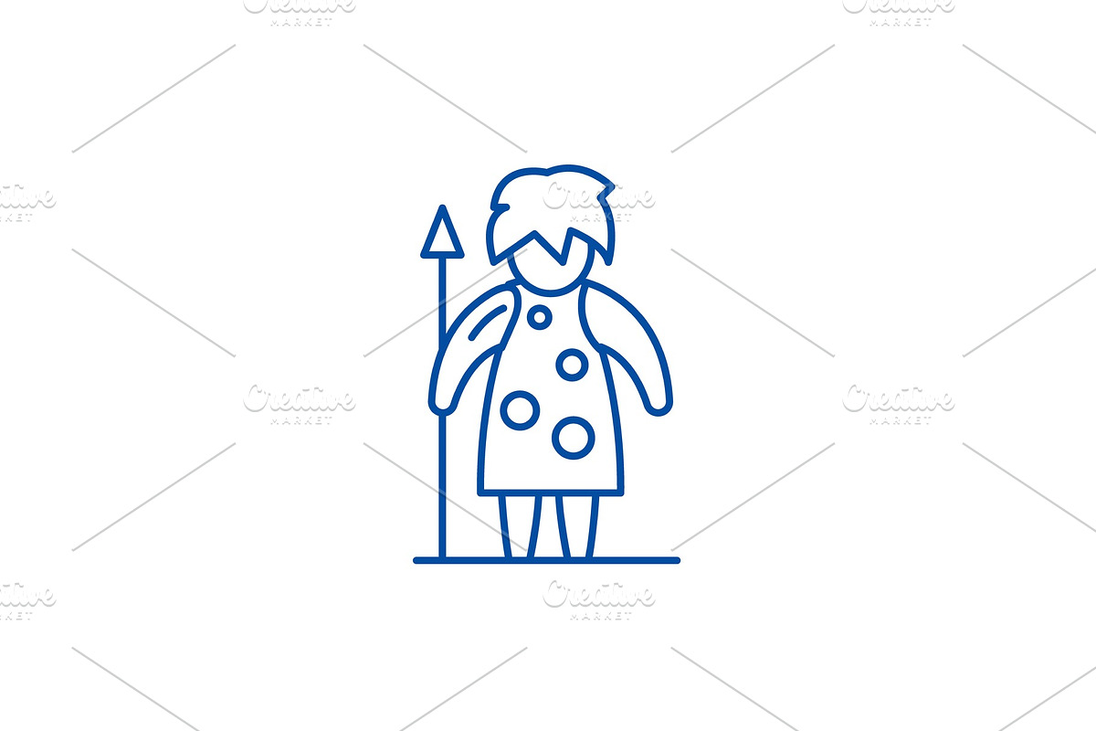Prehistoric man line icon concept in Illustrations - product preview 8
