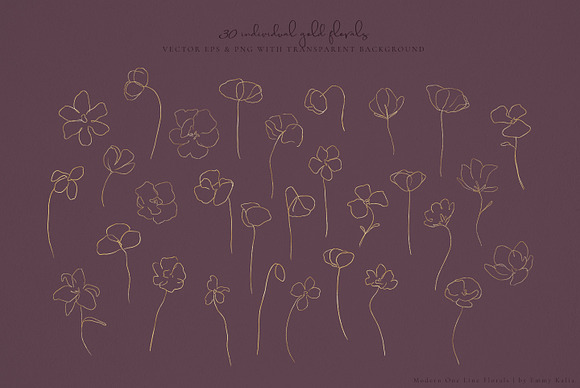 Modern One Line Floral Drawings in Illustrations - product preview 12
