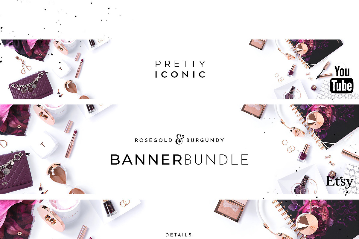 Burgundly Banner Bundle in YouTube Templates - product preview 8