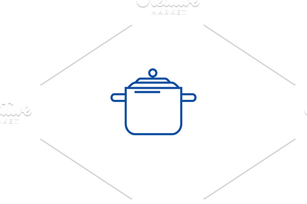 Pressure cooker,thermo pot line icon