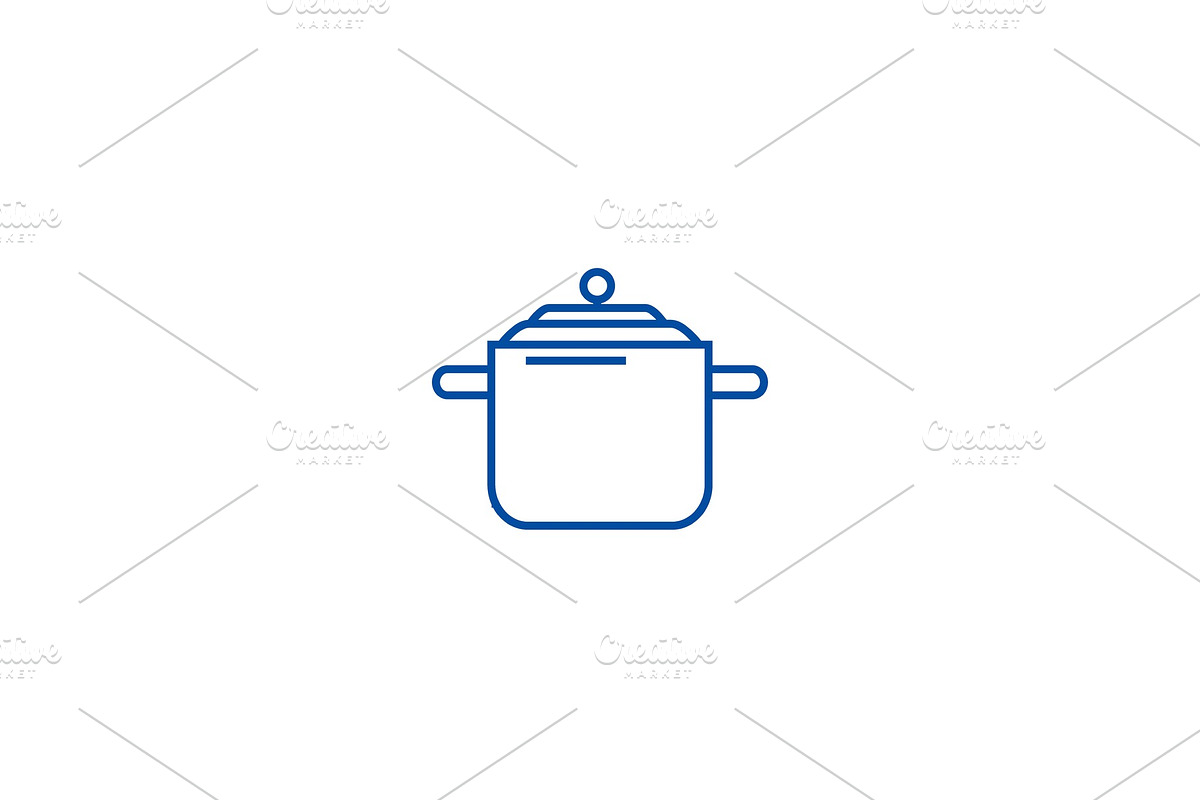 Pressure cooker,thermo pot line icon in Illustrations - product preview 8