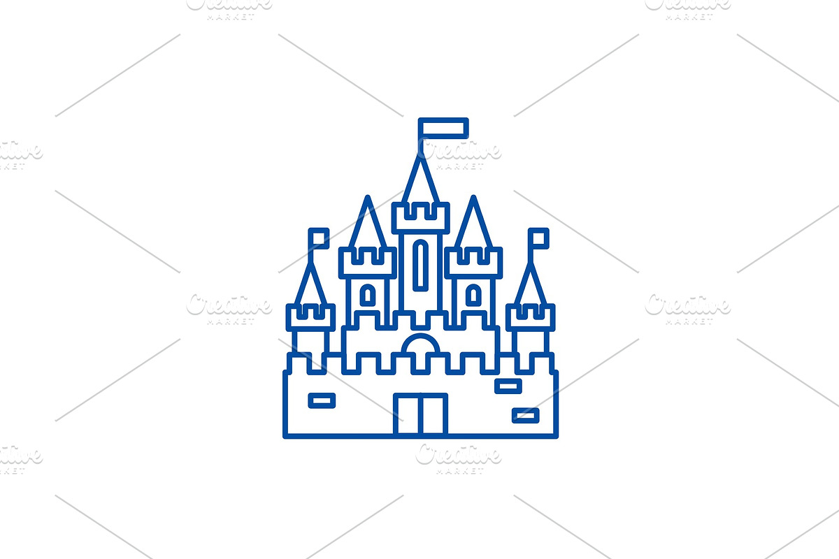 Princess castle line icon concept in Illustrations - product preview 8