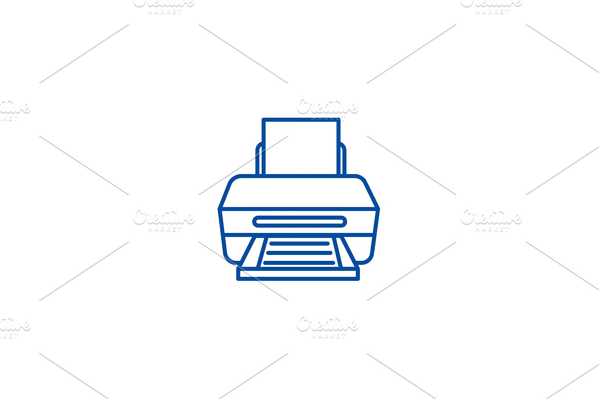 Printer with paper line icon concept in Illustrations - product preview 8