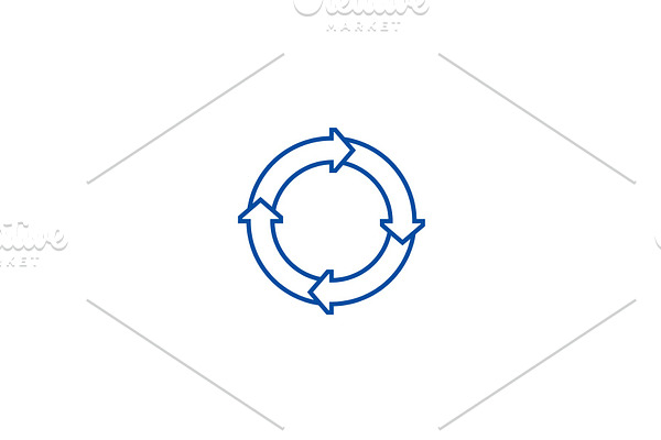 Process diagrams line icon concept