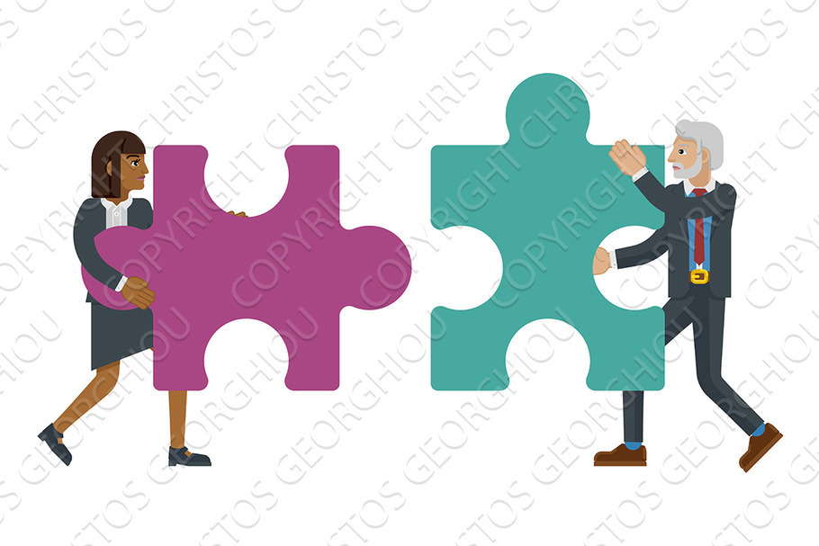 Puzzle Piece Jigsaw Characters in Illustrations - product preview 8