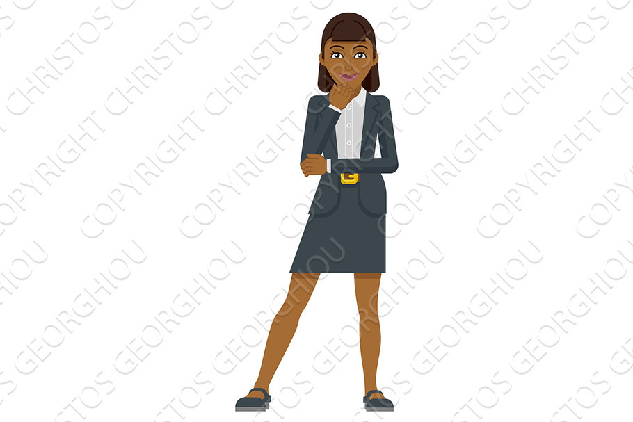Business Woman Thinking Mascot in Illustrations - product preview 8