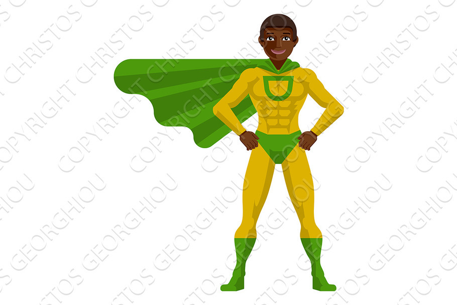 Black Superhero Man Cartoon