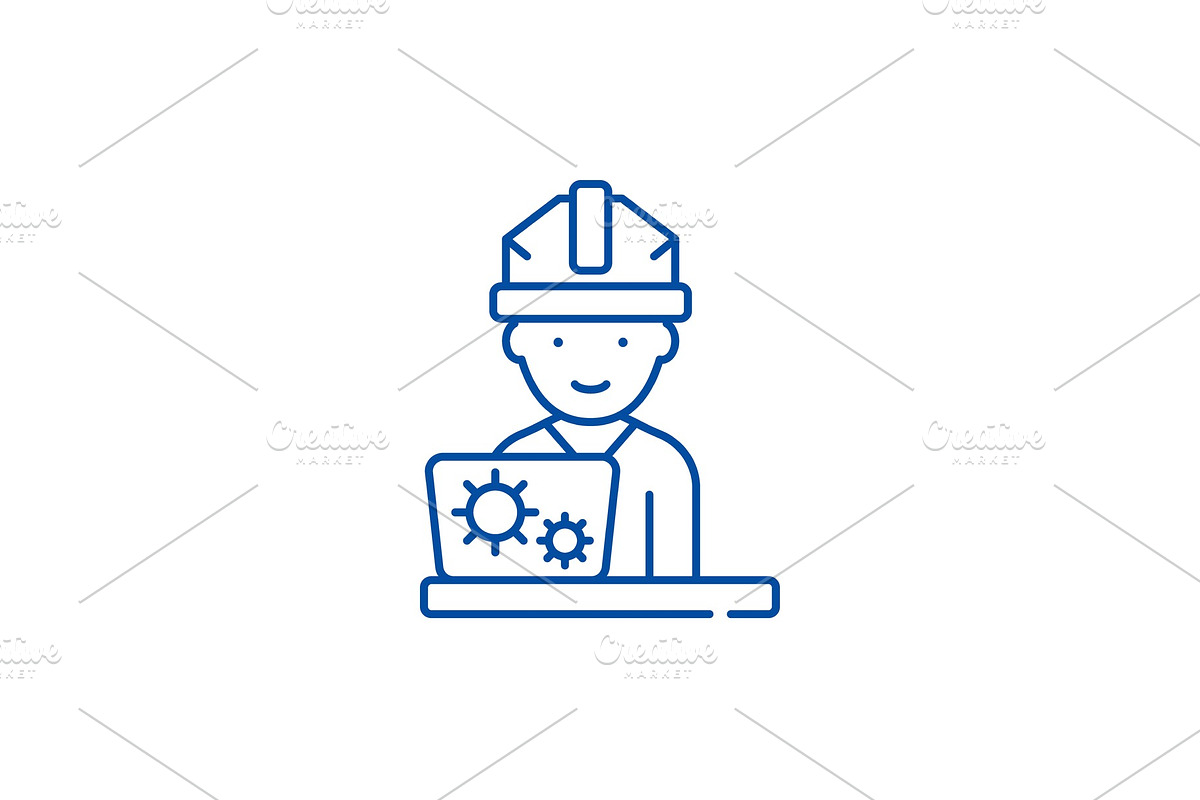 Production engineer line icon in Illustrations - product preview 8