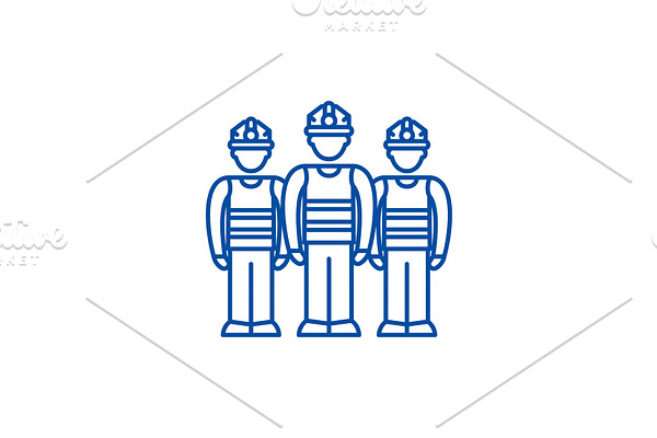 Production team line icon concept