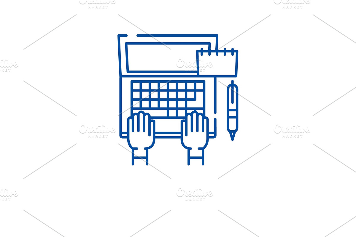 Programmer on laptop line icon in Illustrations - product preview 8