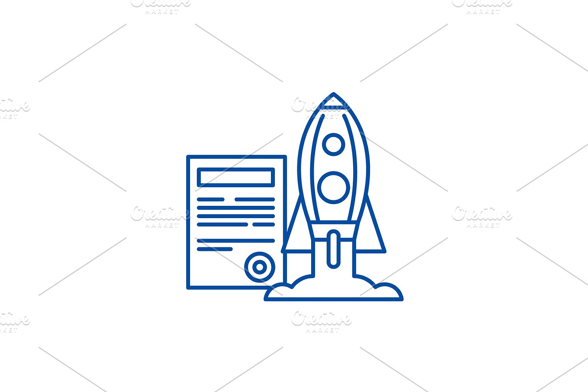 Project launch line icon concept in Illustrations - product preview 8
