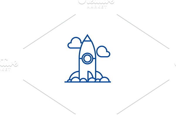 Project rocket launch line icon
