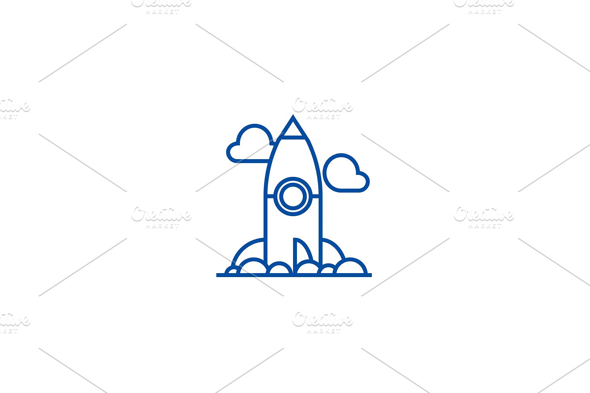 Project rocket launch line icon in Illustrations - product preview 8