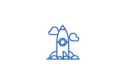Project rocket launch line icon