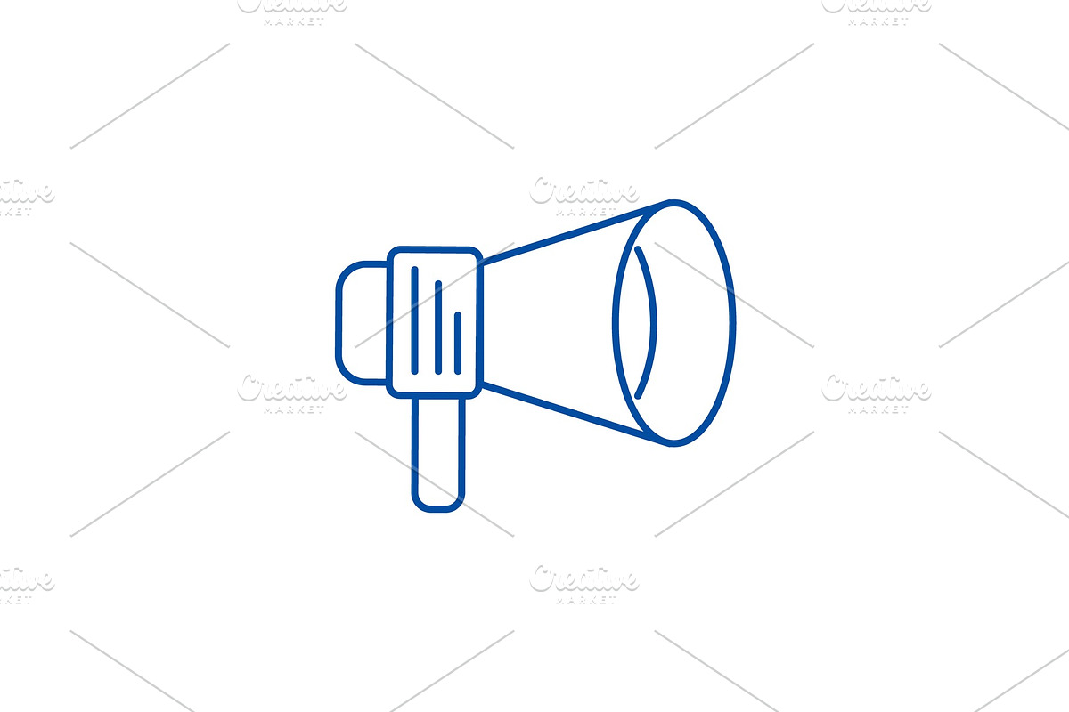 Promo loudspeaker sign line icon in Illustrations - product preview 8