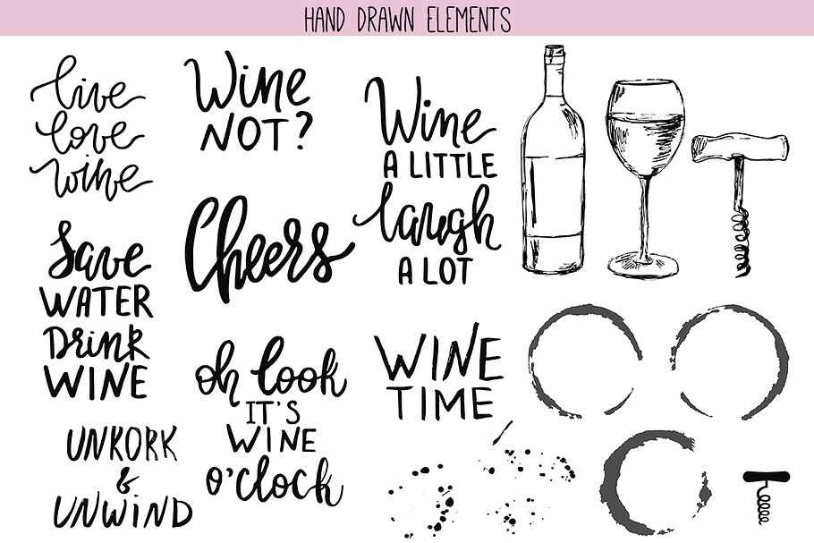 Hand Drawn Wine Quotes in Graphics - product preview 8