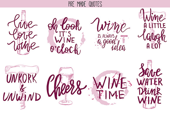 Hand Drawn Wine Quotes in Graphics - product preview 1