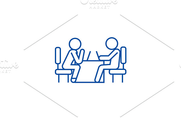 Psychologist and patient line icon