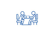 Psychologist and patient line icon