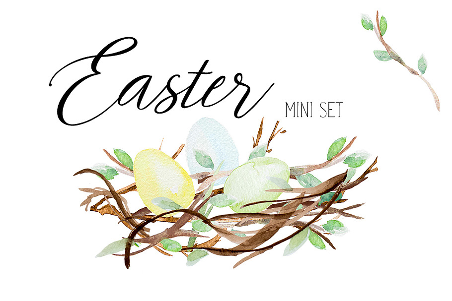 Watercolor Easter Wreath Set in Illustrations - product preview 8